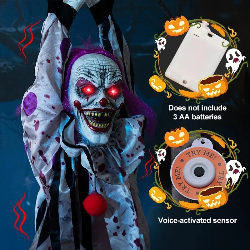 Animatrónico de Terror Colgante con Voz – Decoración Eléctrica para Halloween 👻🎃