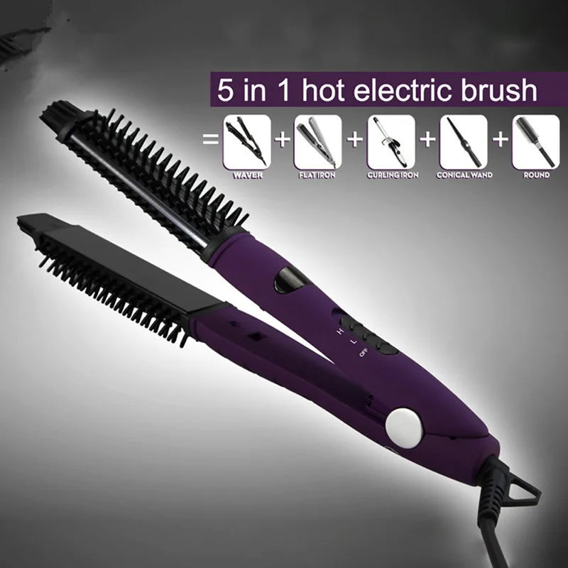 Plancha y Rizador 3 en 1 con Cepillo Iónico – Alisa, Riza y Da Volumen al Cabello