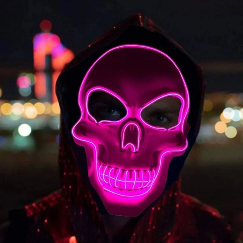 Máscara LED de Calavera Neon – Disfraz y Decoración para Halloween 🎃💀✨