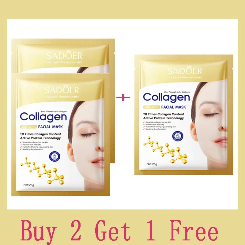 Mascarilla Facial de Colágeno Antiarrugas – Hidratante, Reafirmante y Rejuvenecedora