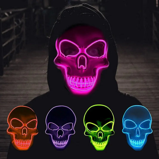 Máscara LED de Calavera Neon – Disfraz y Decoración para Halloween 🎃💀✨