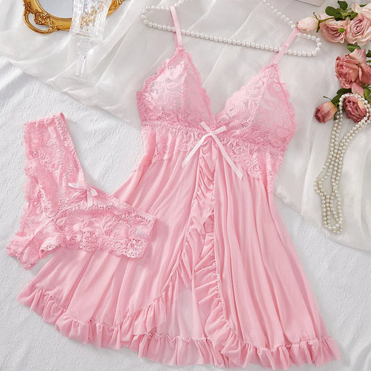“Vestido de dormir  rosa  con encaje”🌸