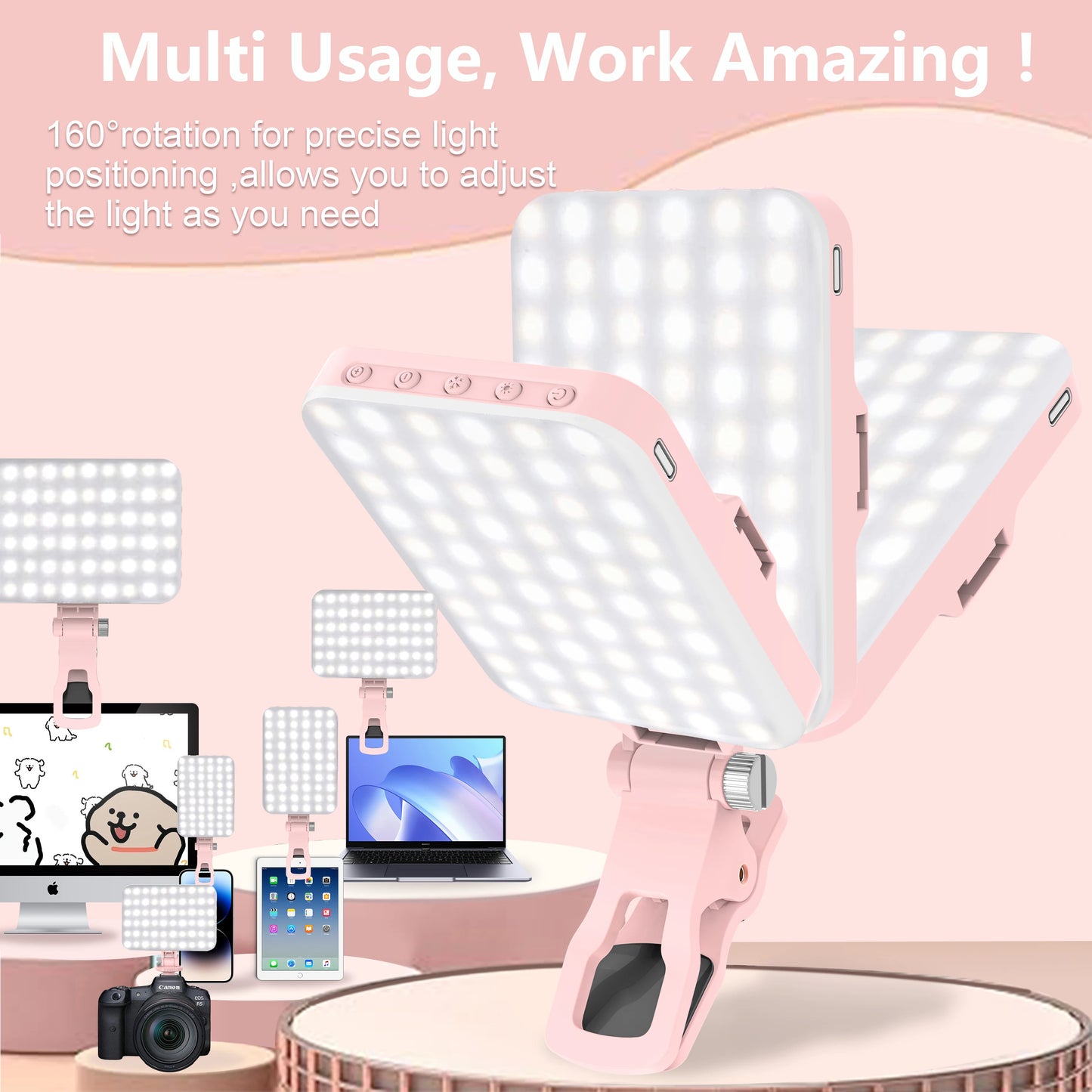 👉 Luz LED Selfie 60 Modos – Clip Recargable para Teléfono, iPad y Cámara