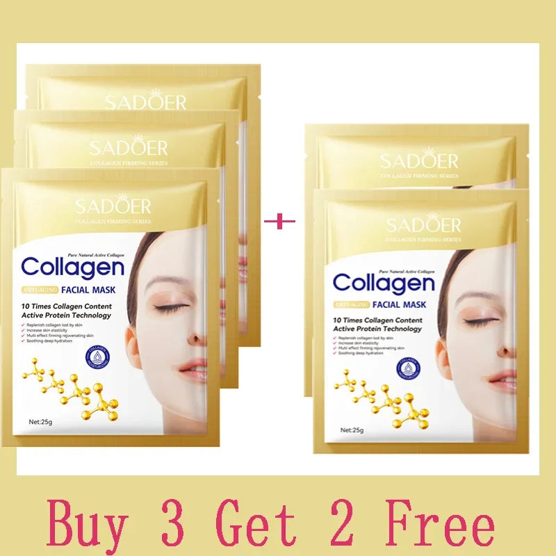 Mascarilla Facial de Colágeno Antiarrugas – Hidratante, Reafirmante y Rejuvenecedora
