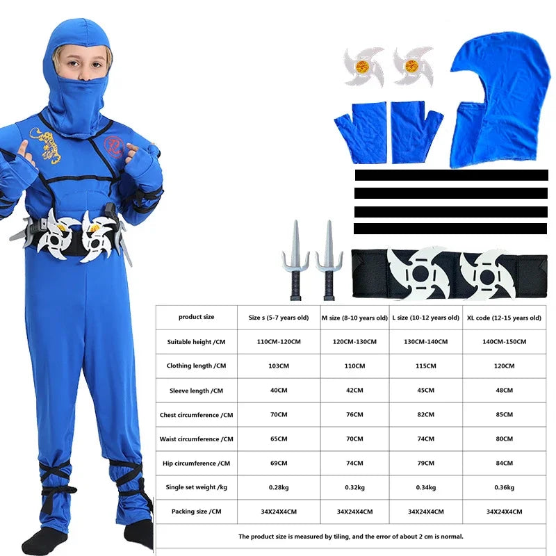 Disfraz Ninja para Niños – Traje Completo de Halloween 🎃🥷