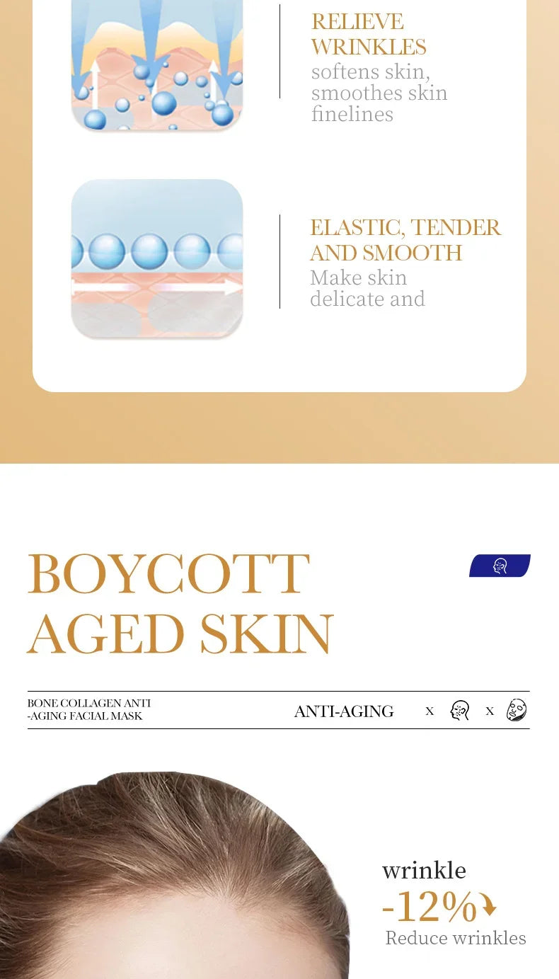 Mascarilla Facial de Colágeno Antiarrugas – Hidratante, Reafirmante y Rejuvenecedora