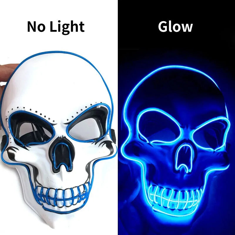 Máscara LED de Calavera Neon – Disfraz y Decoración para Halloween 🎃💀✨