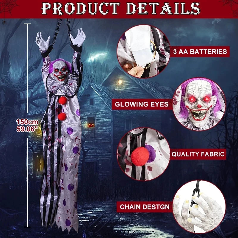 Animatrónico de Terror Colgante con Voz – Decoración Eléctrica para Halloween 👻🎃