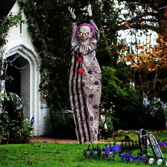 Fantasma Payaso Colgante con Sonido y Luces – Decoración de Terror para Halloween 👻🎃