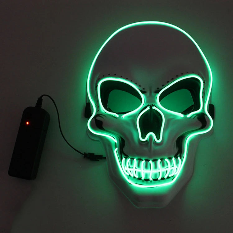 Máscara LED de Calavera Neon – Disfraz y Decoración para Halloween 🎃💀✨