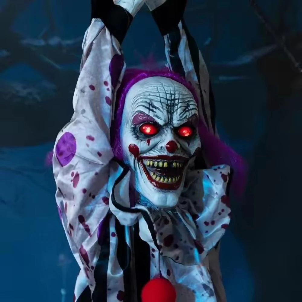 Fantasma Payaso Colgante con Sonido y Luces – Decoración de Terror para Halloween 👻🎃
