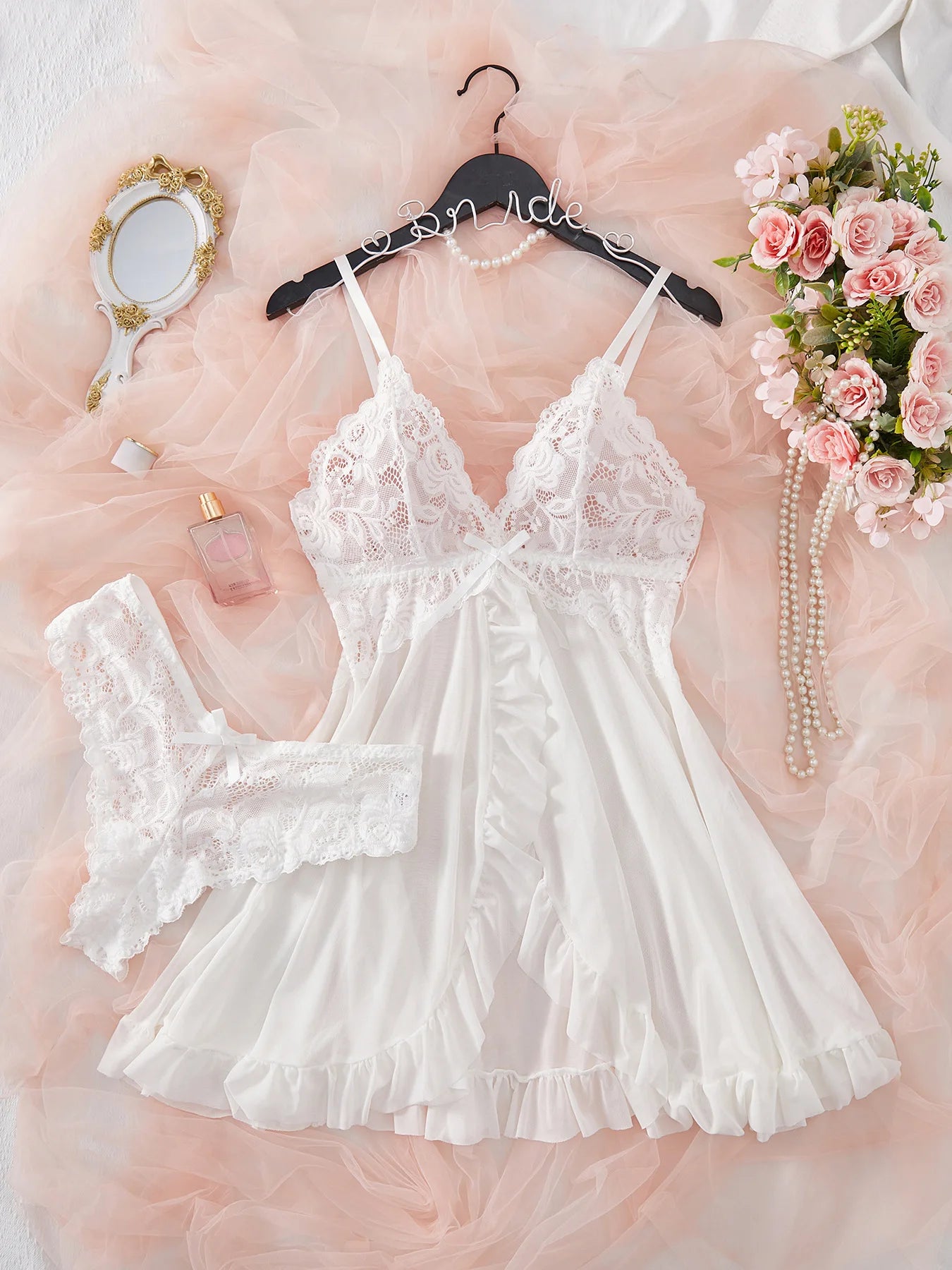 “Vestido de dormir  rosa  con encaje”🌸