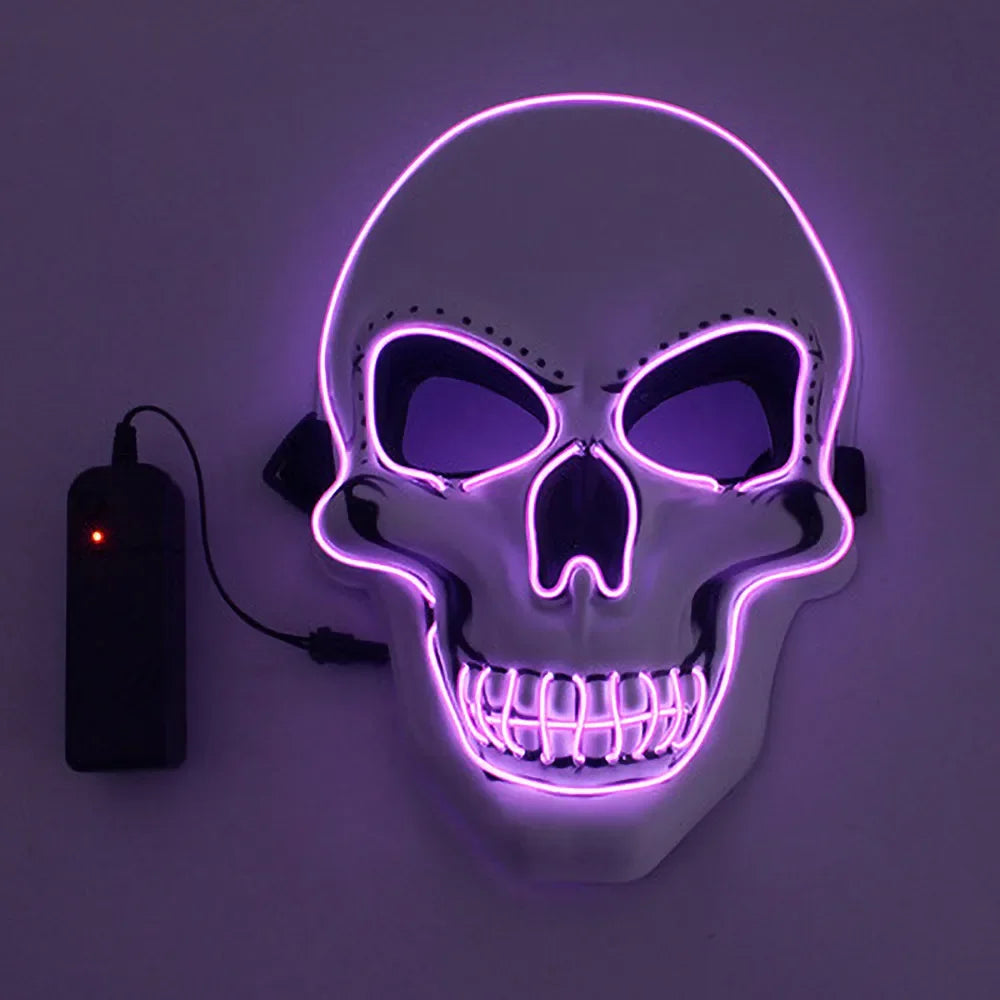 Máscara LED de Calavera Neon – Disfraz y Decoración para Halloween 🎃💀✨