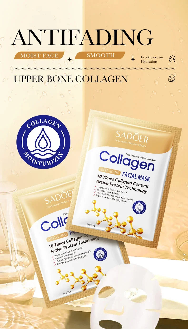 Mascarilla Facial de Colágeno Antiarrugas – Hidratante, Reafirmante y Rejuvenecedora