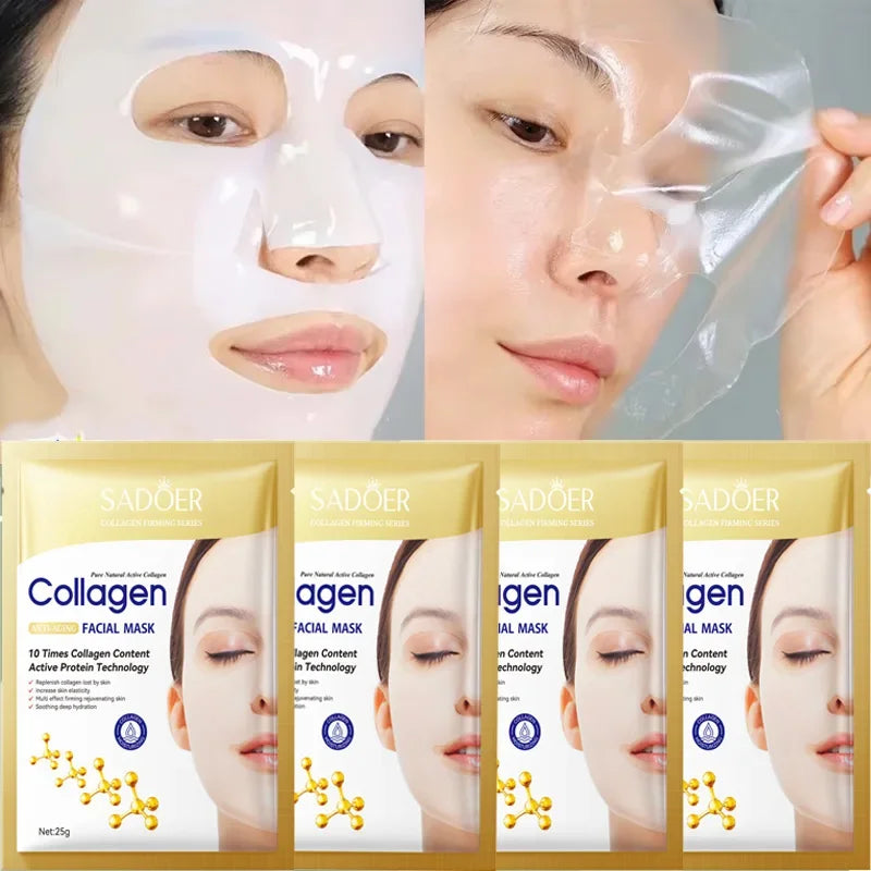 Mascarilla Facial de Colágeno Antiarrugas – Hidratante, Reafirmante y Rejuvenecedora