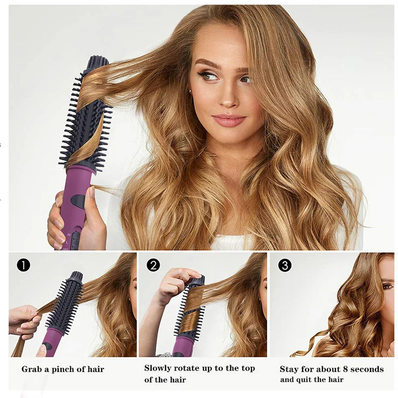 Plancha y Rizador 3 en 1 con Cepillo Iónico – Alisa, Riza y Da Volumen al Cabello