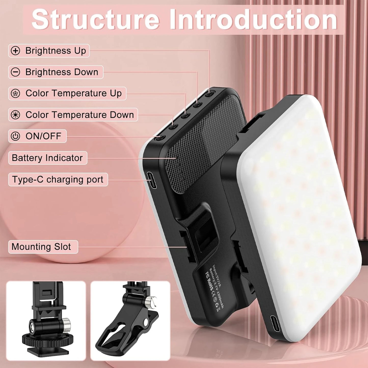 👉 Luz LED Selfie 60 Modos – Clip Recargable para Teléfono, iPad y Cámara