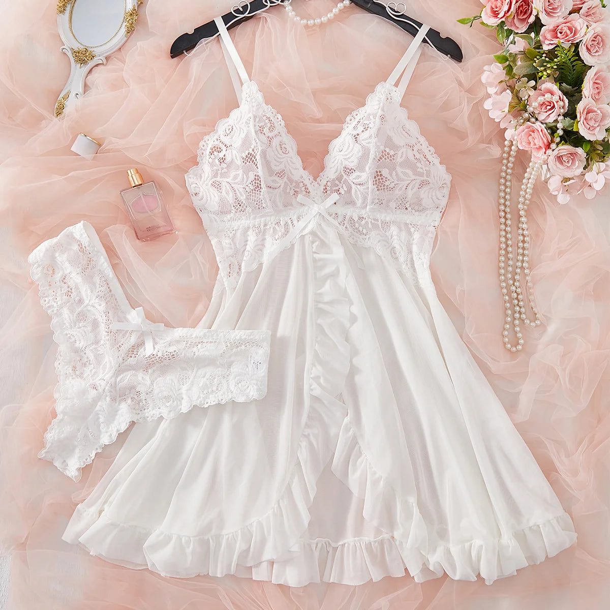 “Vestido de dormir  rosa  con encaje”🌸