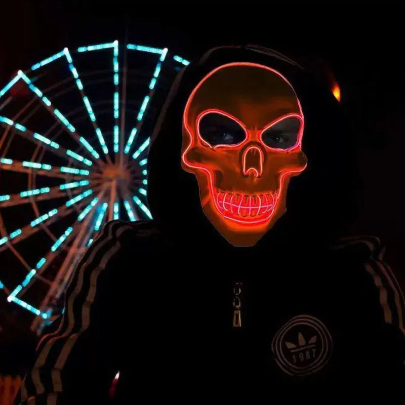 Máscara LED de Calavera Neon – Disfraz y Decoración para Halloween 🎃💀✨